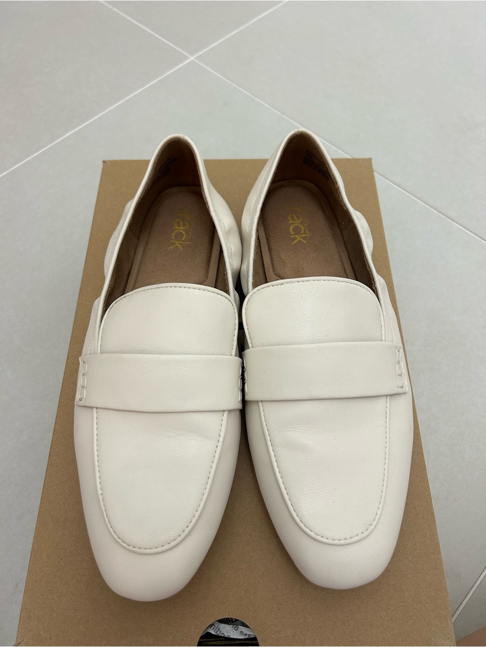 Women's Cream Leather Slip-On Loafers